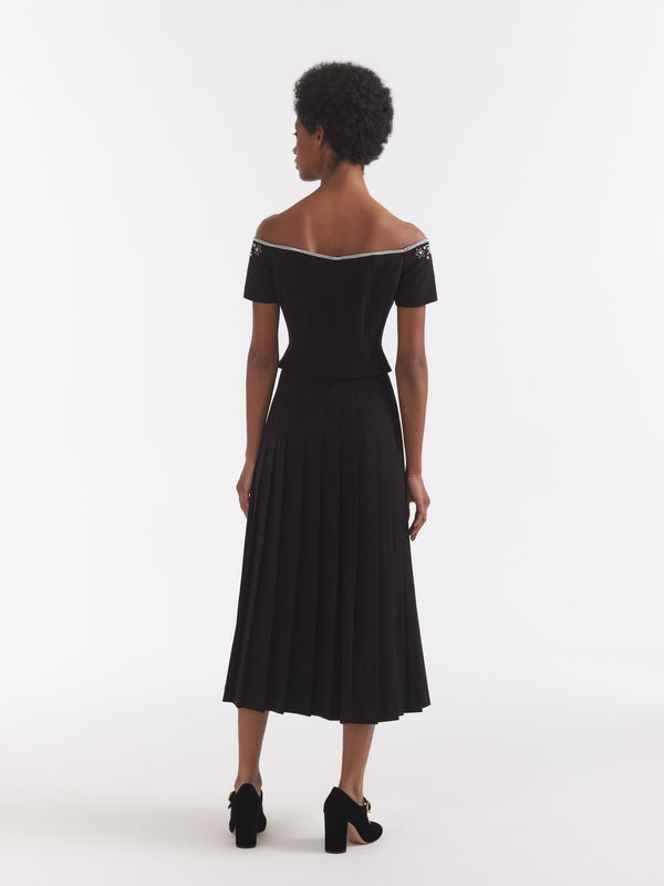 Saloni Clementine Top In Black Astro Embroidery