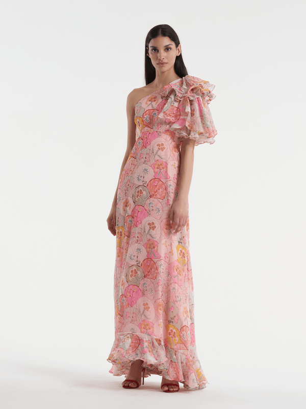 Saloni Danielle Dress In Atlantis Fuchsia