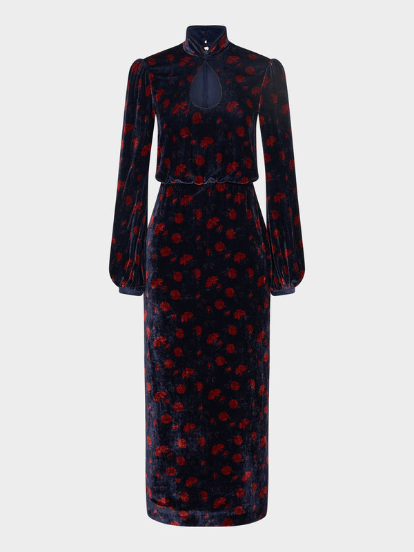 saloni Domino Dress in Rose Petal Navy