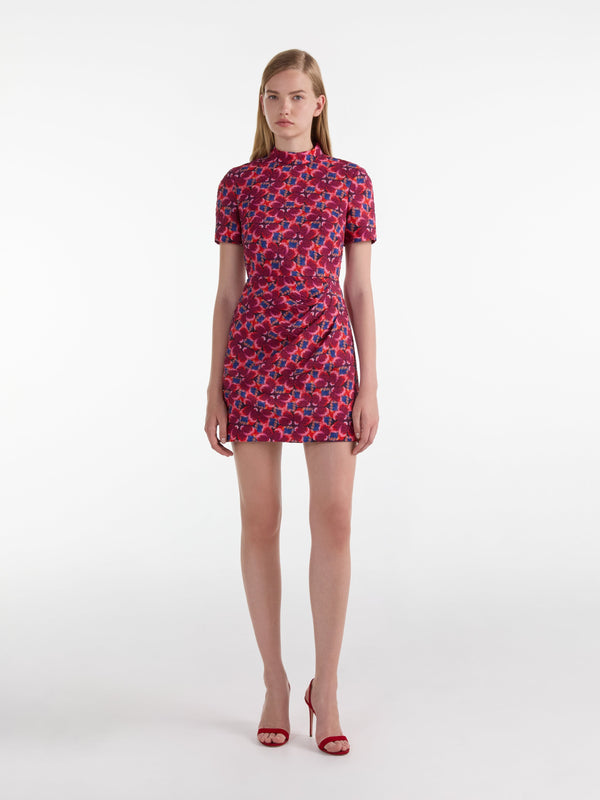 Saloni Draped Min Dress In Quail Magenta