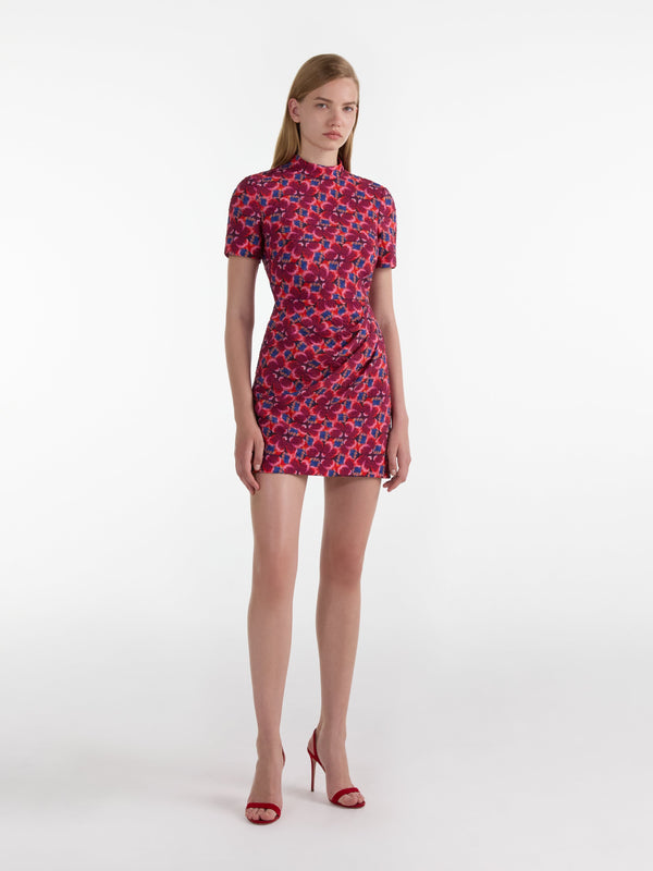 Saloni Draped Min Dress In Quail Magenta