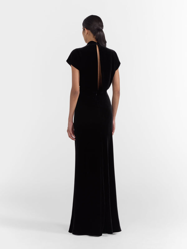 Saloni Fabienne Long B Dress In Black