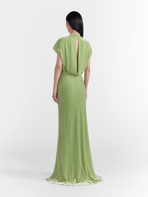 Saloni Fabienne Long B Dress In Light Jade