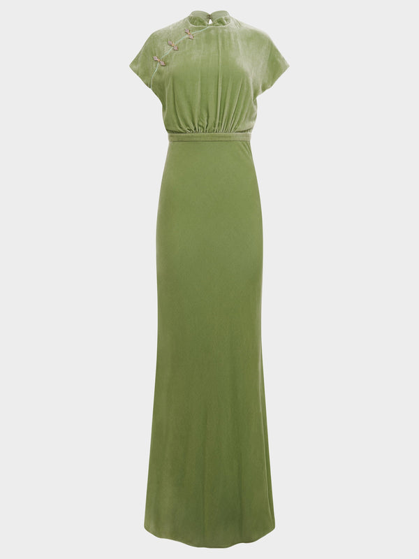 saloni Fabienne Long B Dress in Light Jade