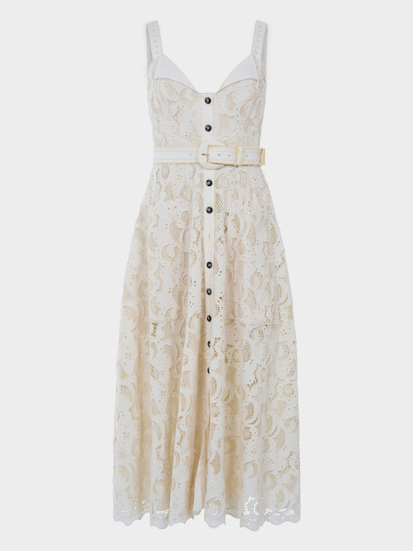 saloni Fara Dress in Cream Ivory