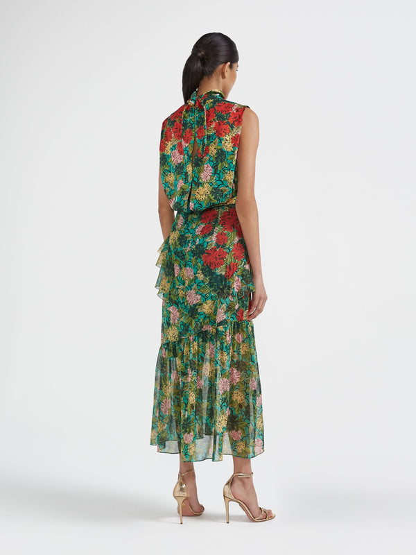 Saloni Fleur Ruffle Dress In Lantana Bloom