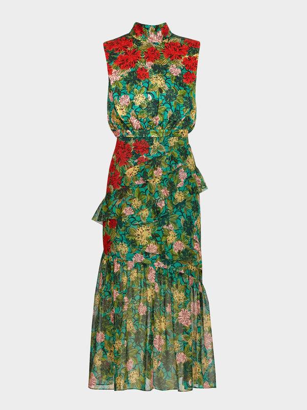 saloni Fleur Ruffle Dress in Lantana Bloom