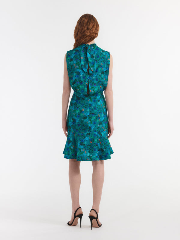 Saloni Fleur Short Dress In Flori Peacock