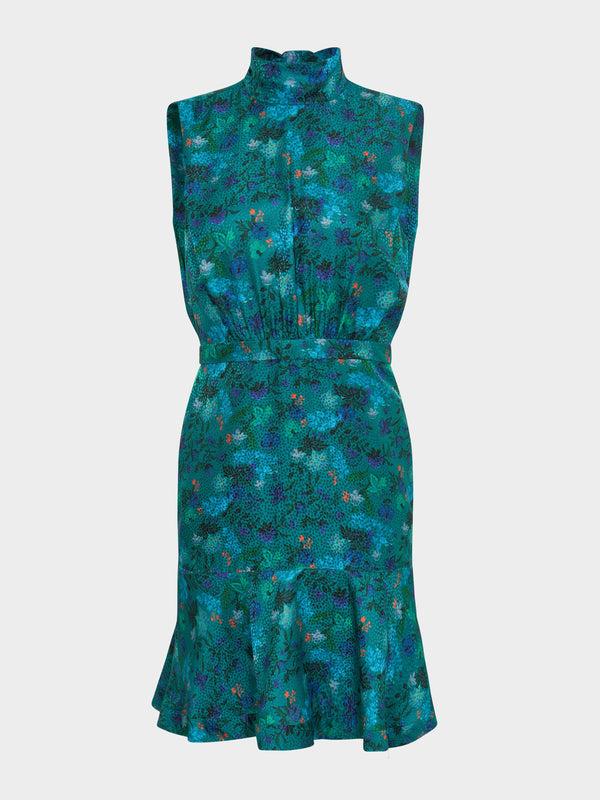 saloni Fleur Short Dress in Flori Peacock