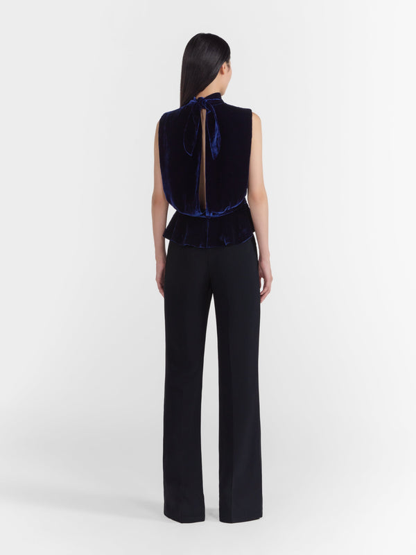 Saloni Fleur Velvet Top In Navy Crystalrose