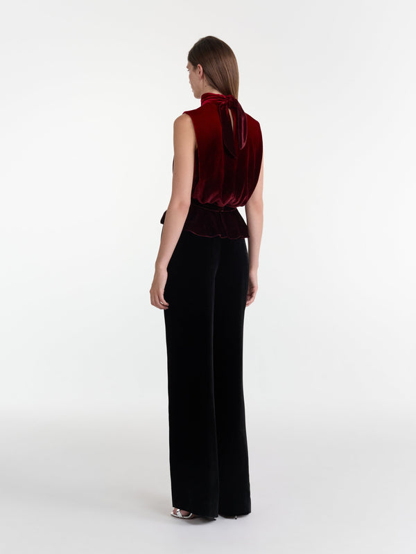 Saloni Fleur Velvet Top In Ombre Rouge