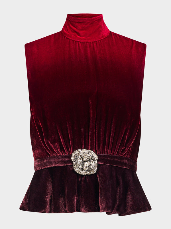 saloni Fleur Velvet Top in Ombre Rouge