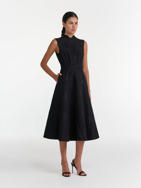 Saloni Flora Dress In Noir Rose