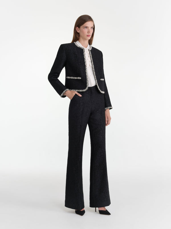 Saloni Flute B Trousers In Noir Rose