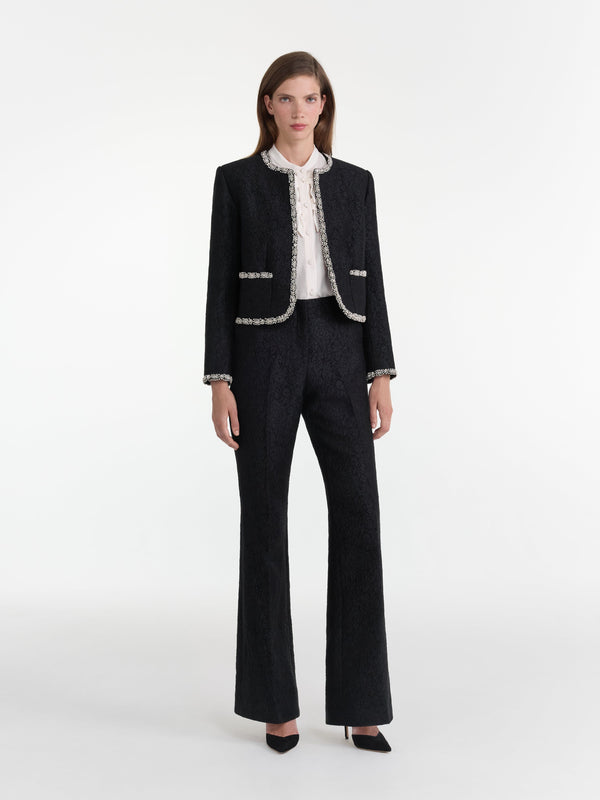 Saloni Flute B Trousers In Noir Rose