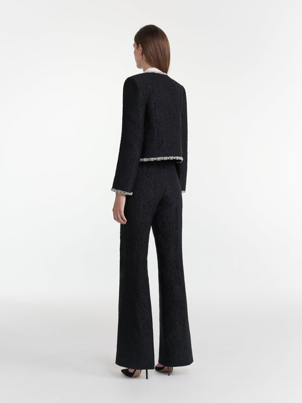 Saloni Flute B Trousers In Noir Rose