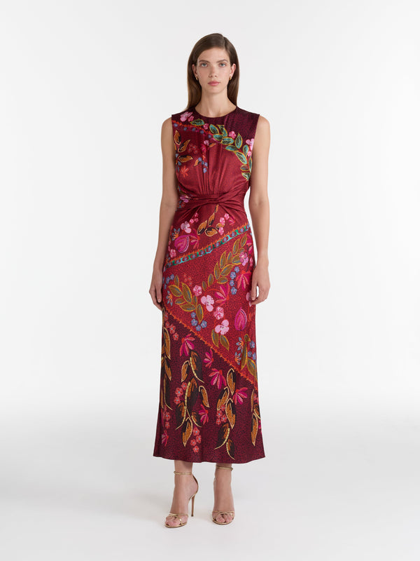 Saloni Gwen Dress In Garnet Terrazzo