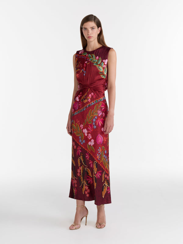 Saloni Gwen Dress In Garnet Terrazzo