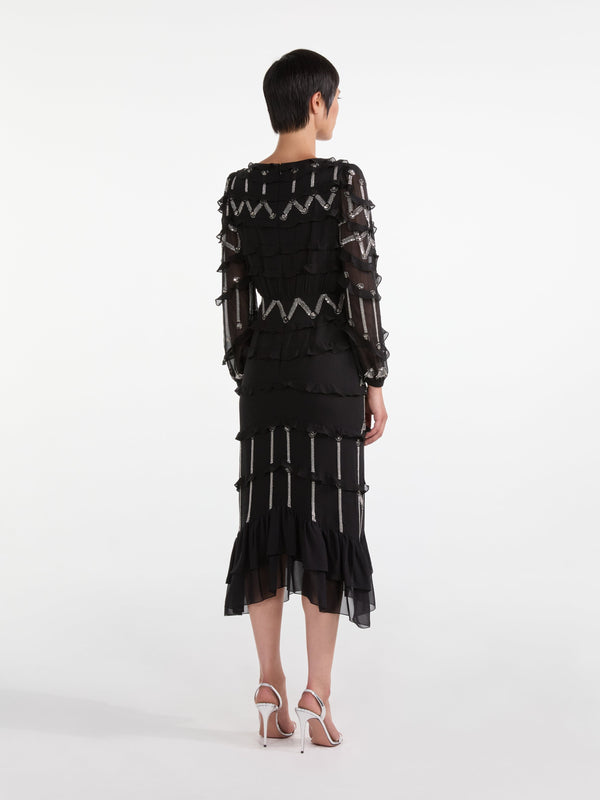 Saloni Isa D Dress In Black Embroidery