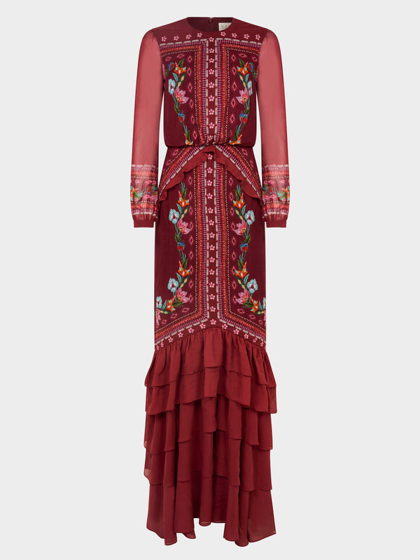 saloni Isa Long C Dress in Cordia Vines