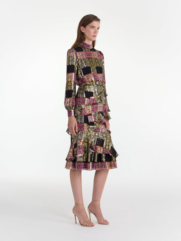 Saloni Isa Ruffle Dress In Budapest Lineae