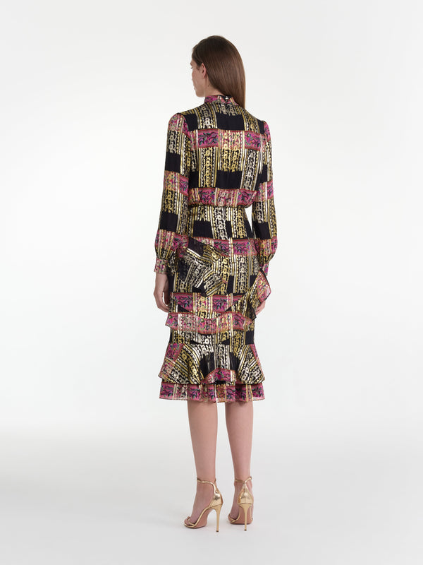 Saloni Isa Ruffle Dress In Budapest Lineae