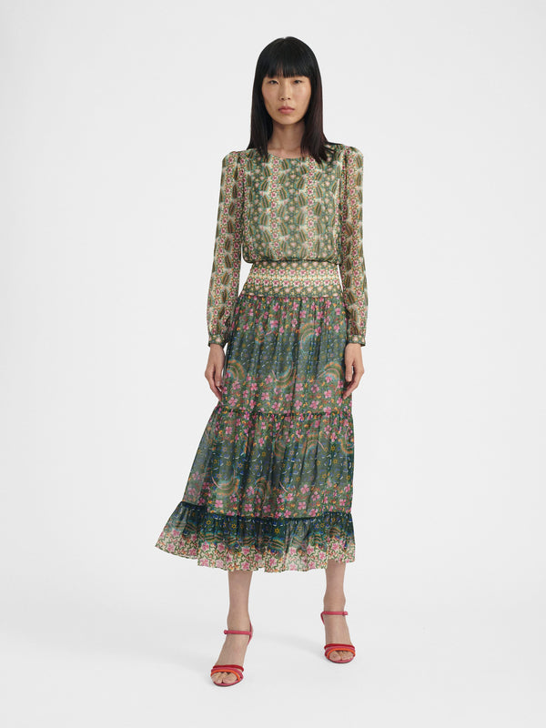 Saloni Isabel Dress In Sorrel Star Print