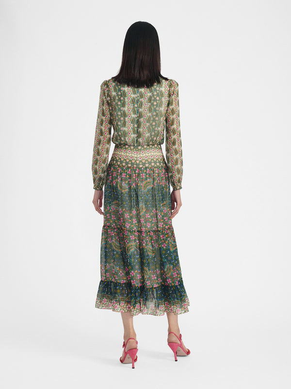 Saloni Isabel Dress In Sorrel Star Print