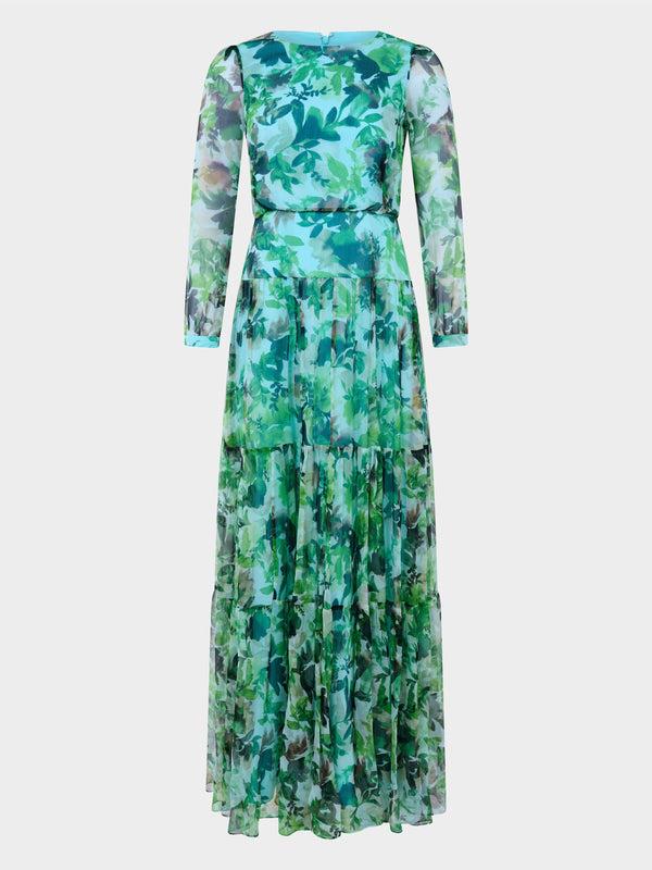 saloni Isabel Long Dress Watercolour Garden