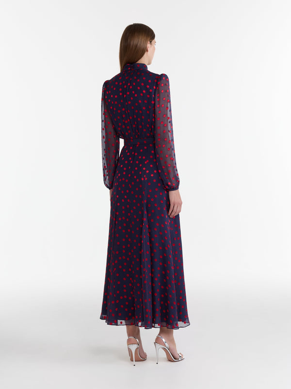 Saloni Jacqui B Dress In Navy Bright Rouge