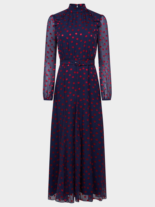 saloni Jacqui B Dress in Navy Bright Rouge