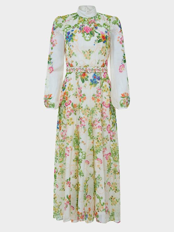 saloni Jacqui B Dress in Nerine Ivory