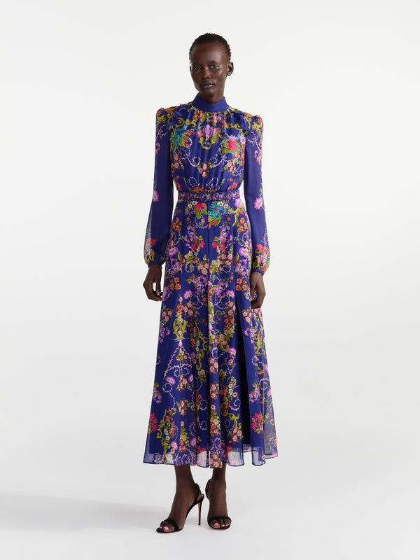 Saloni Jacqui B Dress In Nerine Navy