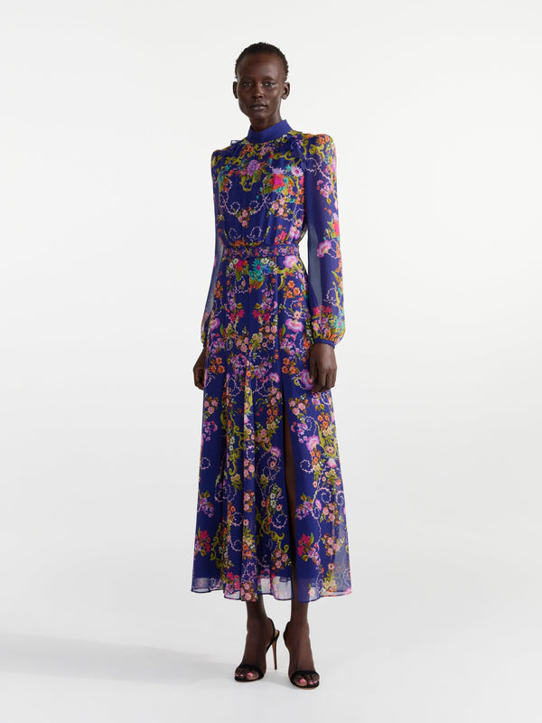 Saloni Jacqui B Dress In Nerine Navy
