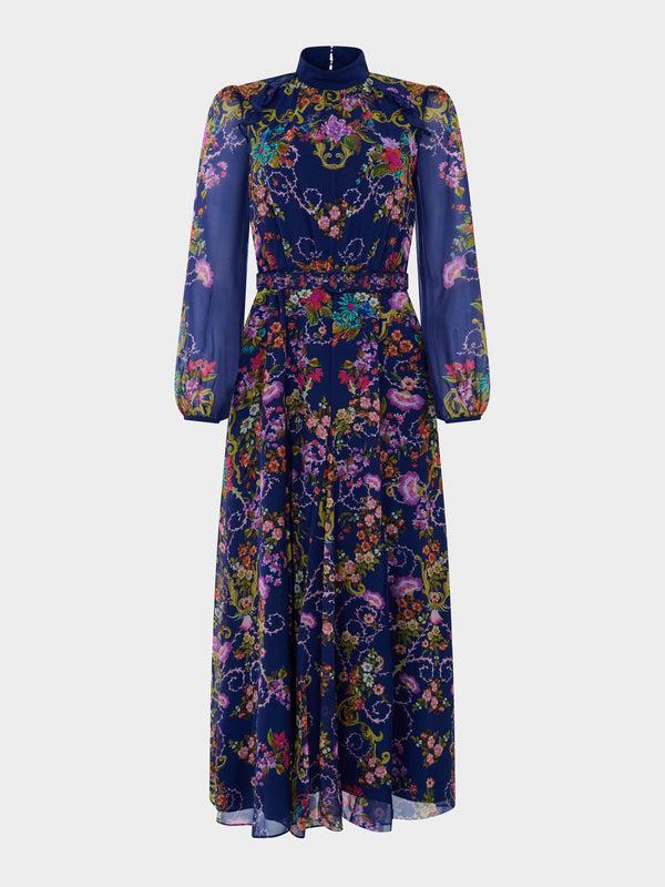 saloni Jacqui B Dress in Nerine Navy