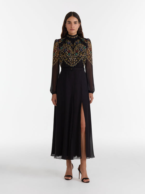 Saloni Jacqui B Dress In Pendant Scallop