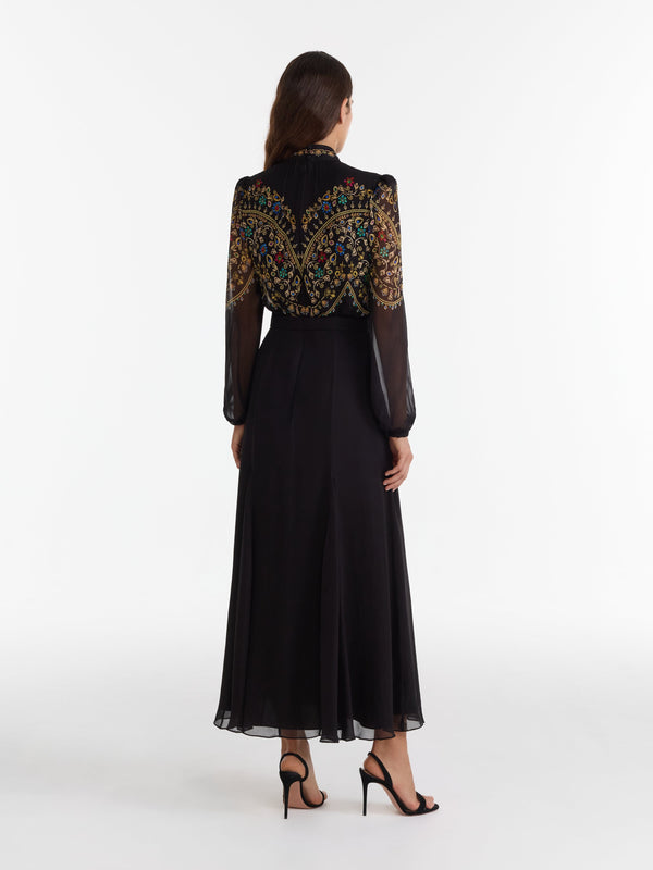 Saloni Jacqui B Dress In Pendant Scallop