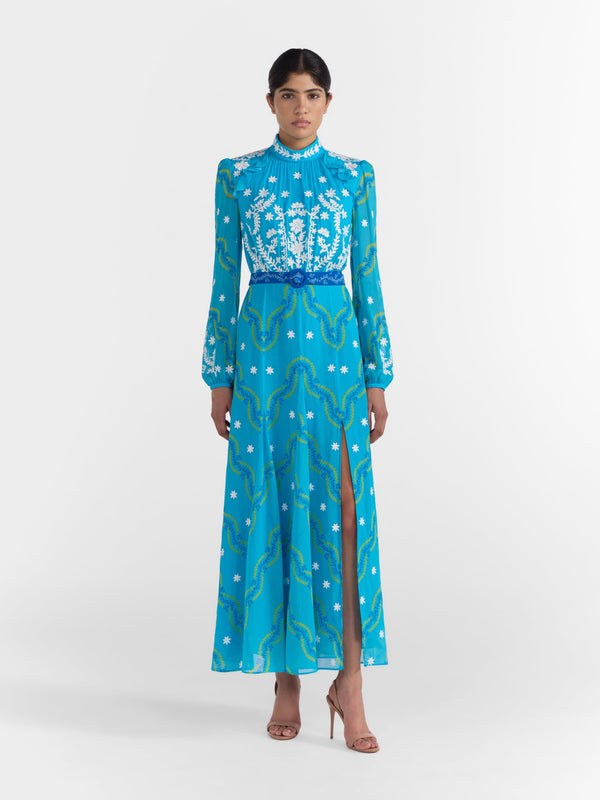 Saloni Jacqui B Dress In Sky Lacework