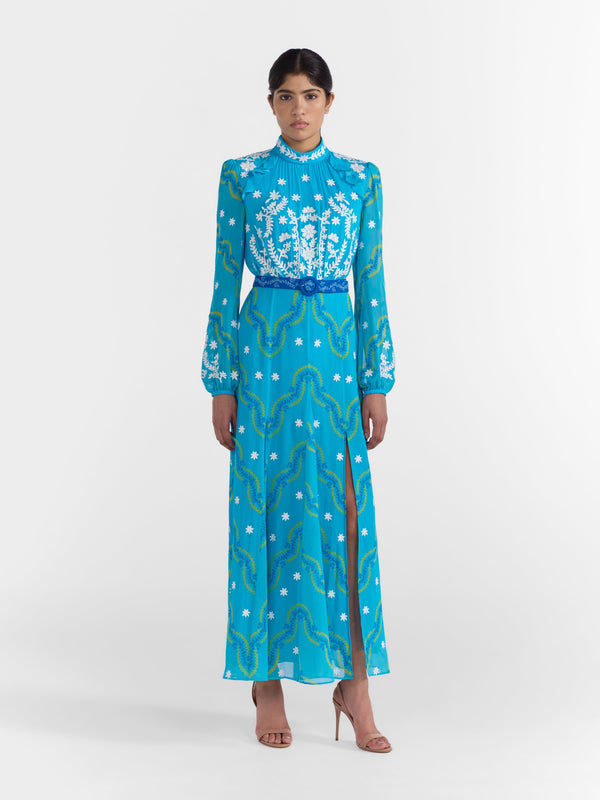 Saloni Jacqui B Dress In Sky Lacework