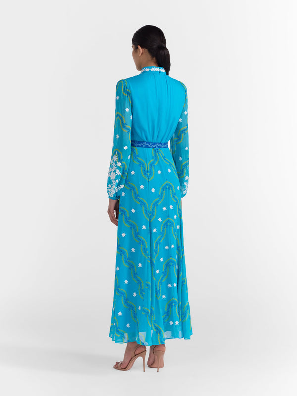 Saloni Jacqui B Dress In Sky Lacework