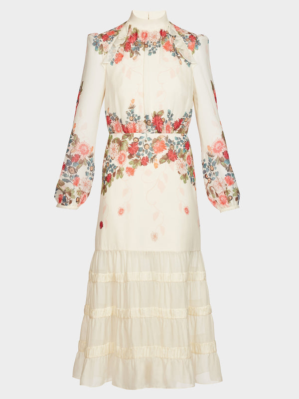 saloni Jacqui C Dress in Jardine Cream