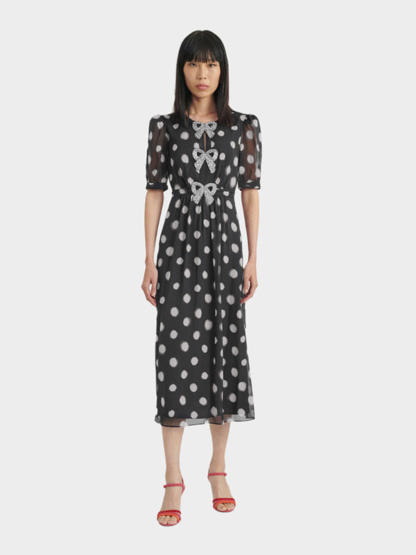 Saloni Jamie Dress In Mono Polka Dot