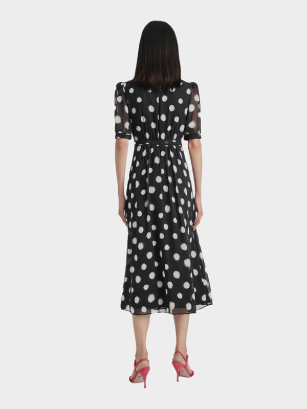 Saloni Jamie Dress In Mono Polka Dot