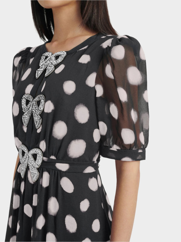 Saloni Jamie Dress In Mono Polka Dot