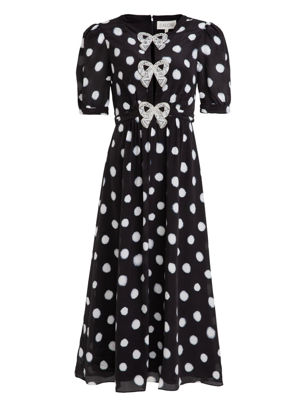 saloni Jamie Dress in Mono Polka Dot