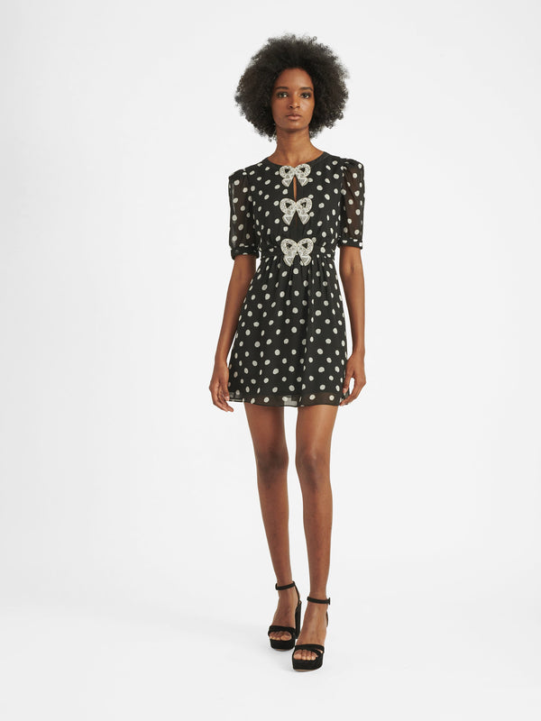 Saloni Jamie Short Dress In Mono Polka Dot