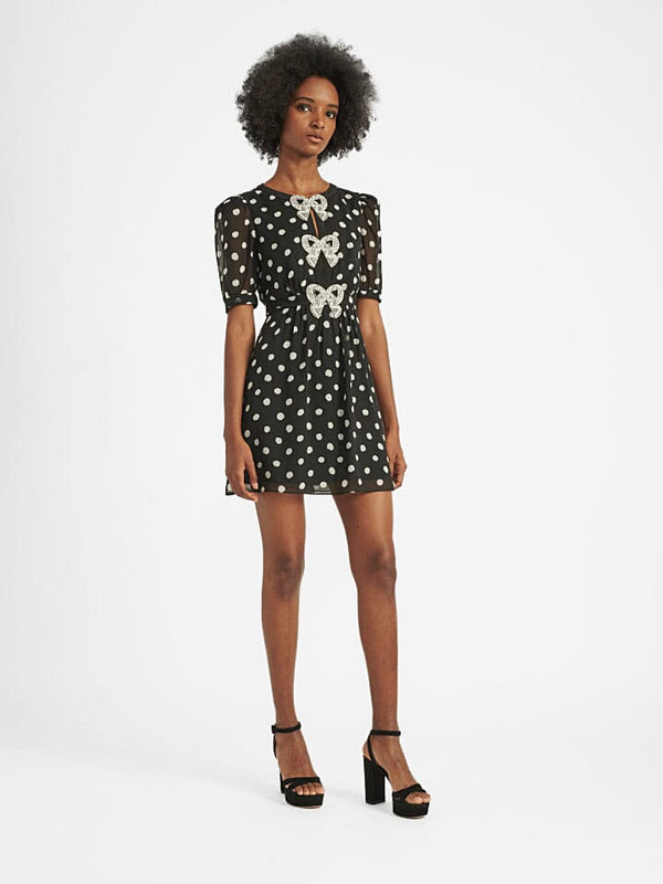 Saloni Jamie Short Dress In Mono Polka Dot