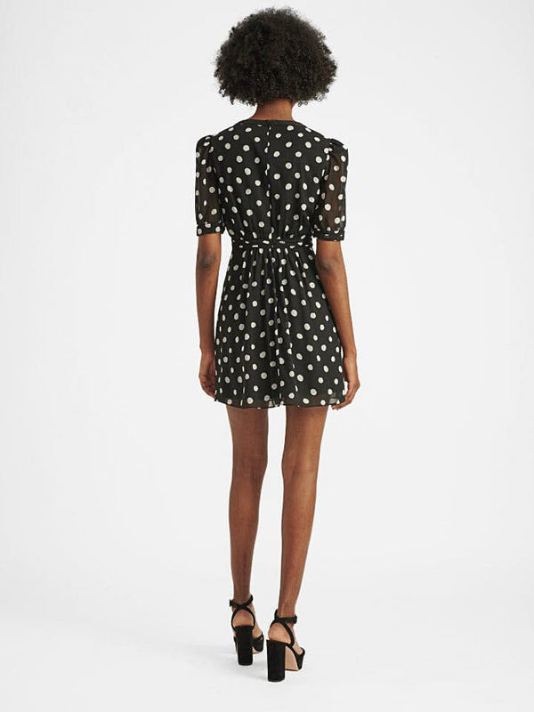 Saloni Jamie Short Dress In Mono Polka Dot