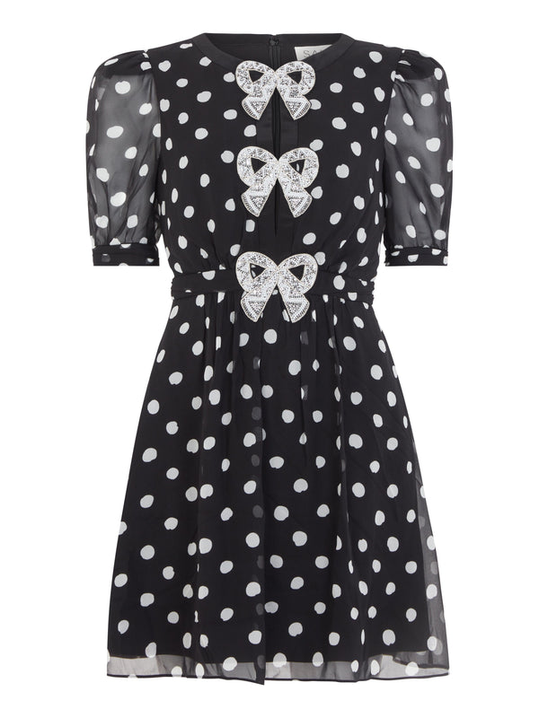 saloni Jamie Short Dress in Mono Polka Dot