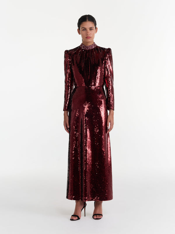 Saloni Jena Dress In Deep Garnet